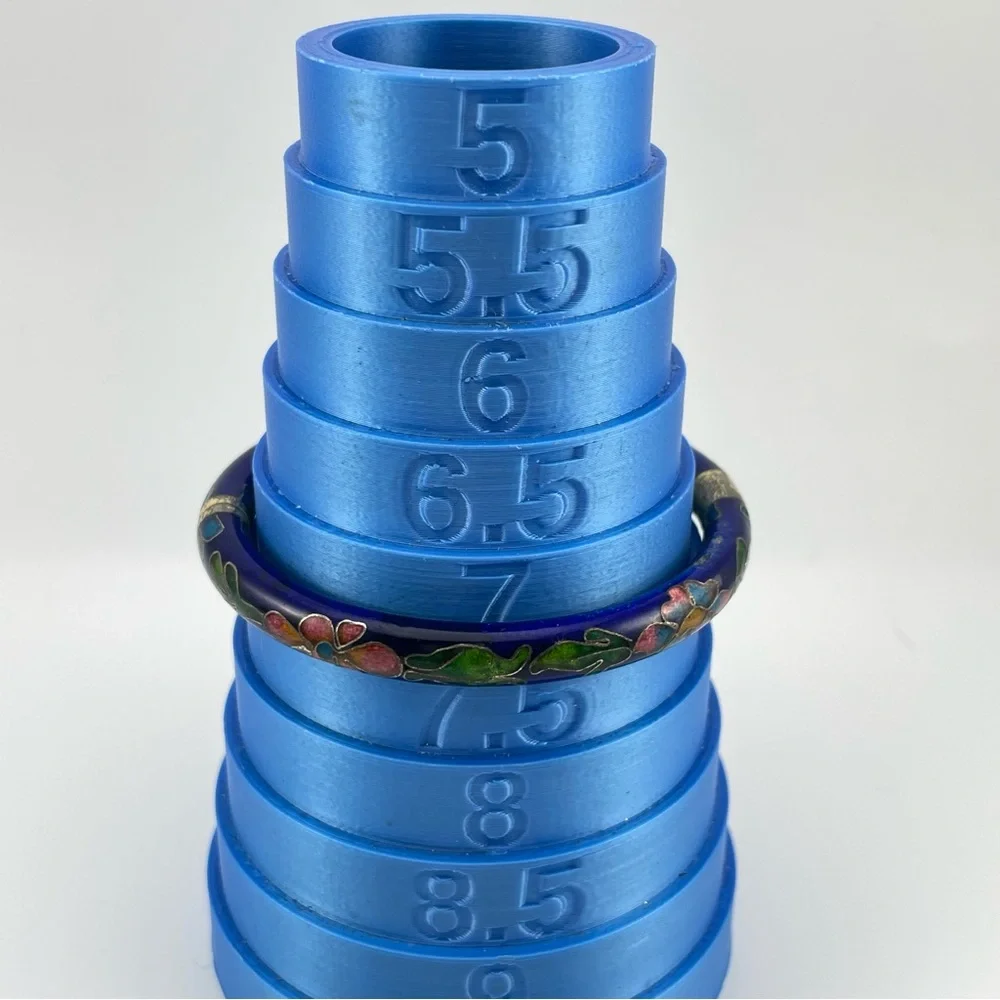 Charming Vintage Blue Cloisonné Floral Bangle Bracelet – Fair Condition